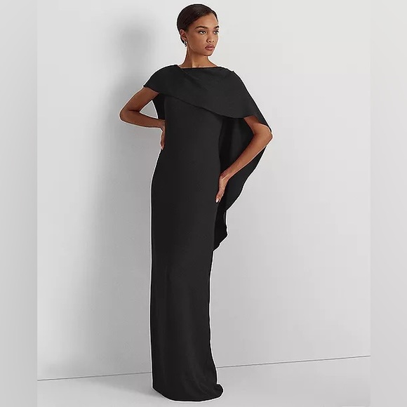 Ralph Lauren Georgette Cape Gown - Picture 1 of 14